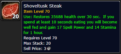 Tender Shoveltusk steak from World of Warcraft
