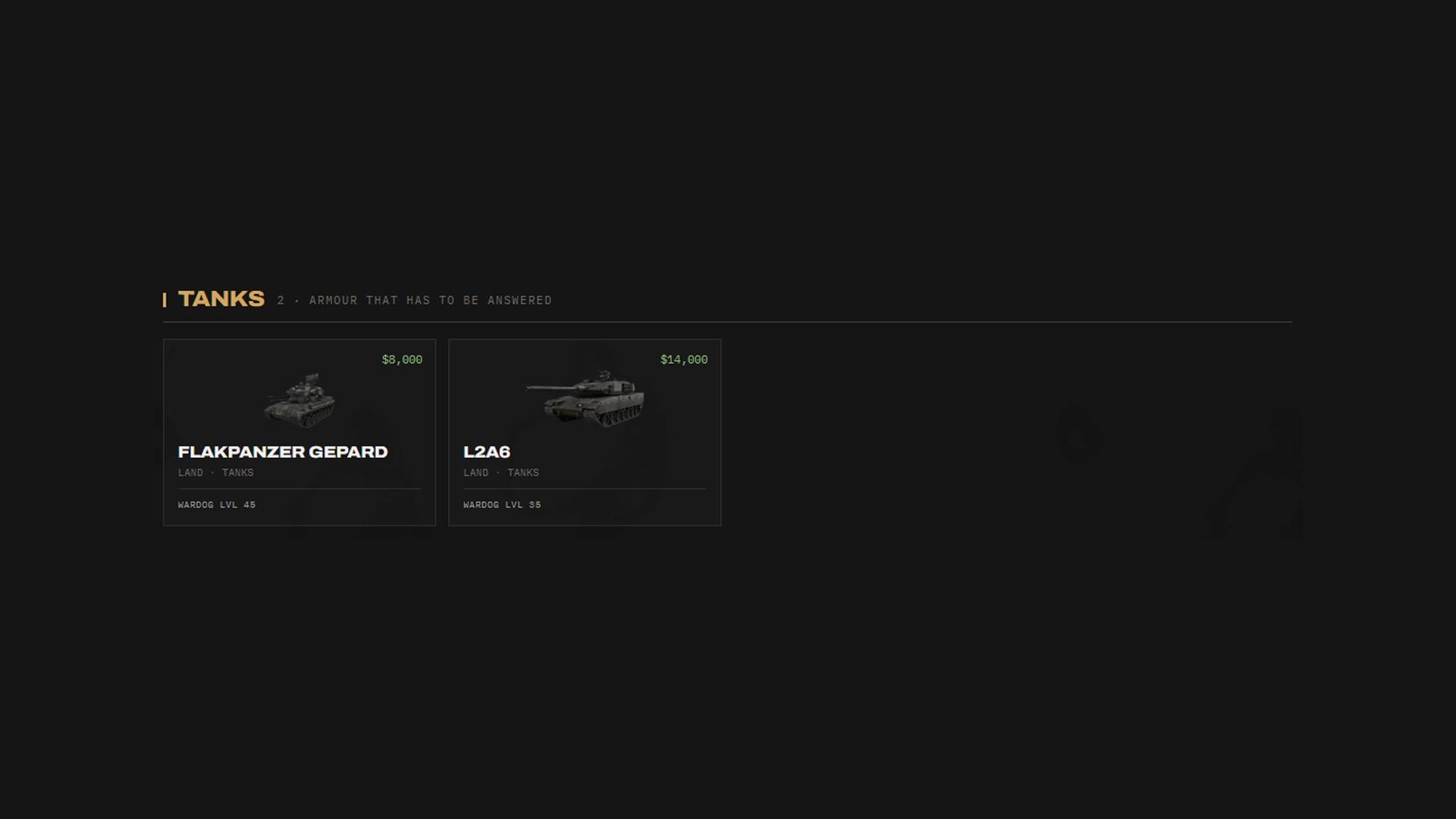 WARDOGS Vehicles Guide